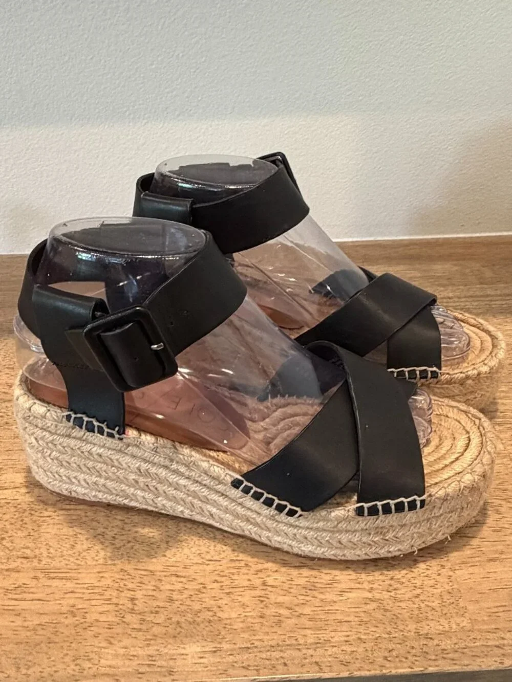 Sole Society Audrina Black Wedge Espadrilles - Boho Cottagecore - Size 8